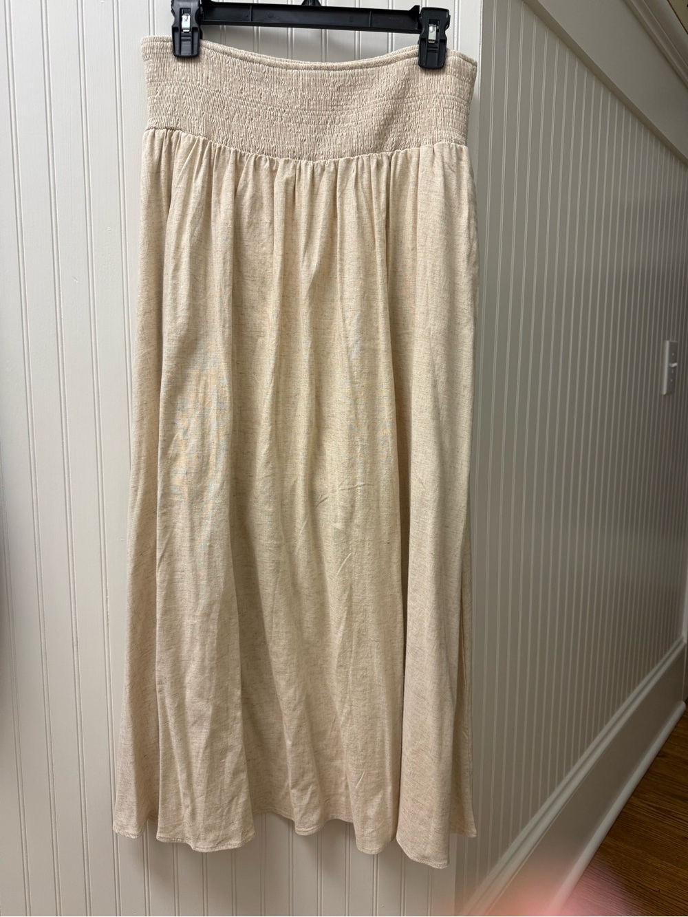 OGL Cream Smocked-Waist Maxi Skirt